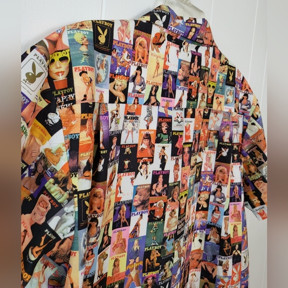 Iconic Vintage Playboy Bunny Magazine Centerfold Button Up Dress Shirt NWOT SZ L - Picture 5 of 14
